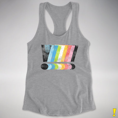 Queer Pride Grunge Exclamation Points Racerback Tank - Heather Grey